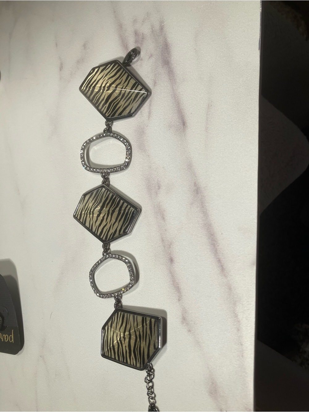 Zebra inspired ‘ Wild Stripes’ bracelet hematite with Cupid zirconia highlights